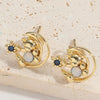 1 Pair Elegant Simple Style Commute Animal Dragonfly Enamel Inlay Copper Zircon 14K Gold Plated Ear Studs