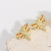 1 Pair Elegant Simple Style Commute Animal Dragonfly Enamel Inlay Copper Zircon 14K Gold Plated Ear Studs