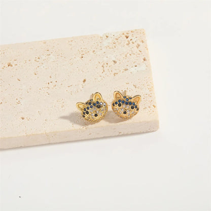 1 Pair Elegant Simple Style Commute Animal Enamel Inlay Copper Diamond 14K Gold Plated Drop Earrings Ear Studs