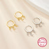 1 Pair Elegant Simple Style Commute Cross Star Moon Plating Inlay Sterling Silver Zircon 18k Gold Plated White Gold Plated Drop Earrings