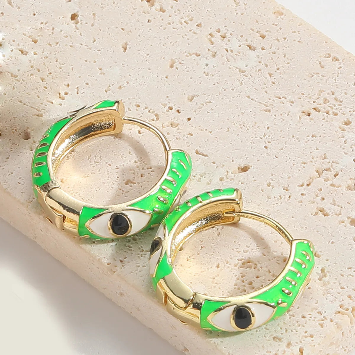 1 Pair Elegant Simple Style Commute Devil'S Eye Enamel Copper 14K Gold Plated Earrings