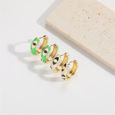 1 Pair Elegant Simple Style Commute Devil'S Eye Enamel Copper 14K Gold Plated Earrings