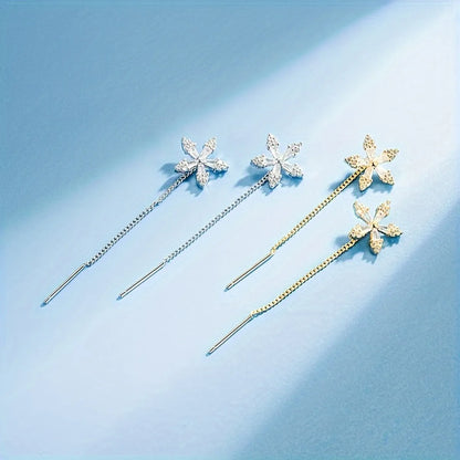 1 Pair Elegant Simple Style Commute Flower Alloy Ear Line