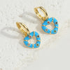 1 Pair Elegant Simple Style Commute Heart Shape Enamel Hollow Out Inlay Copper Zircon 14K Gold Plated Drop Earrings