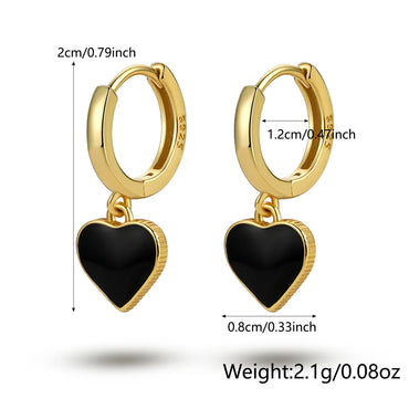 1 Pair Elegant Simple Style Commute Heart Shape Epoxy Plating Sterling Silver 18k Gold Plated White Gold Plated Drop Earrings