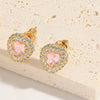 1 Pair Elegant Simple Style Commute Heart Shape Inlay Copper Zircon 14K Gold Plated Ear Studs