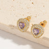 1 Pair Elegant Simple Style Commute Heart Shape Inlay Copper Zircon 14K Gold Plated Ear Studs