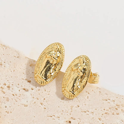 1 Pair Elegant Simple Style Commute Human Rabbit Enamel Inlay Copper Zircon 14K Gold Plated Ear Studs