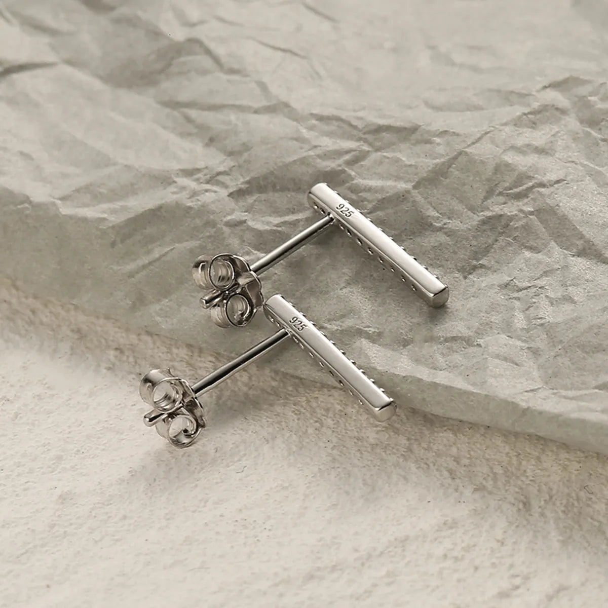 1 Pair Elegant Simple Style Commute Number Lines Inlay Sterling Silver Zircon White Gold Plated Ear Studs