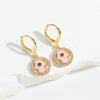 1 Pair Elegant Simple Style Commute Palm Heart Shape Eye Enamel Inlay Copper Zircon 14K Gold Plated Drop Earrings Earrings