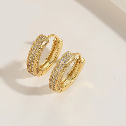 1 Pair Elegant Simple Style Commute Solid Color Plating Inlay Copper Zircon 14K Gold Plated Earrings