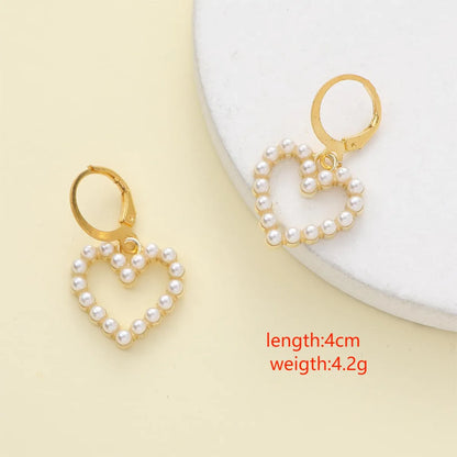 1 Pair Elegant Simple Style Cross Heart Shape Flower Alloy Drop Earrings