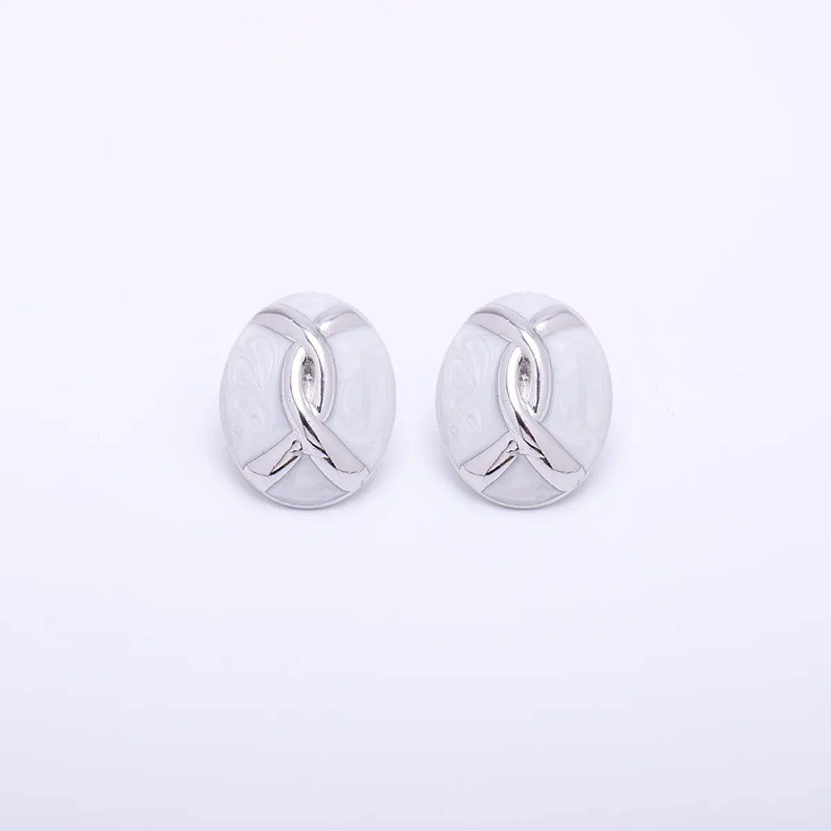 1 Pair Elegant Simple Style Eye Solid Color Asymmetrical Plating Copper Zircon Gold Plated Silver Plated Ear Studs