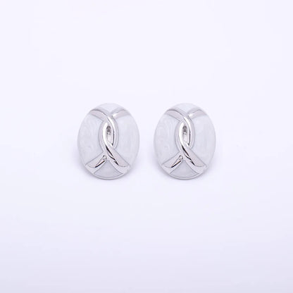 1 Pair Elegant Simple Style Eye Solid Color Asymmetrical Plating Copper Zircon Gold Plated Silver Plated Ear Studs