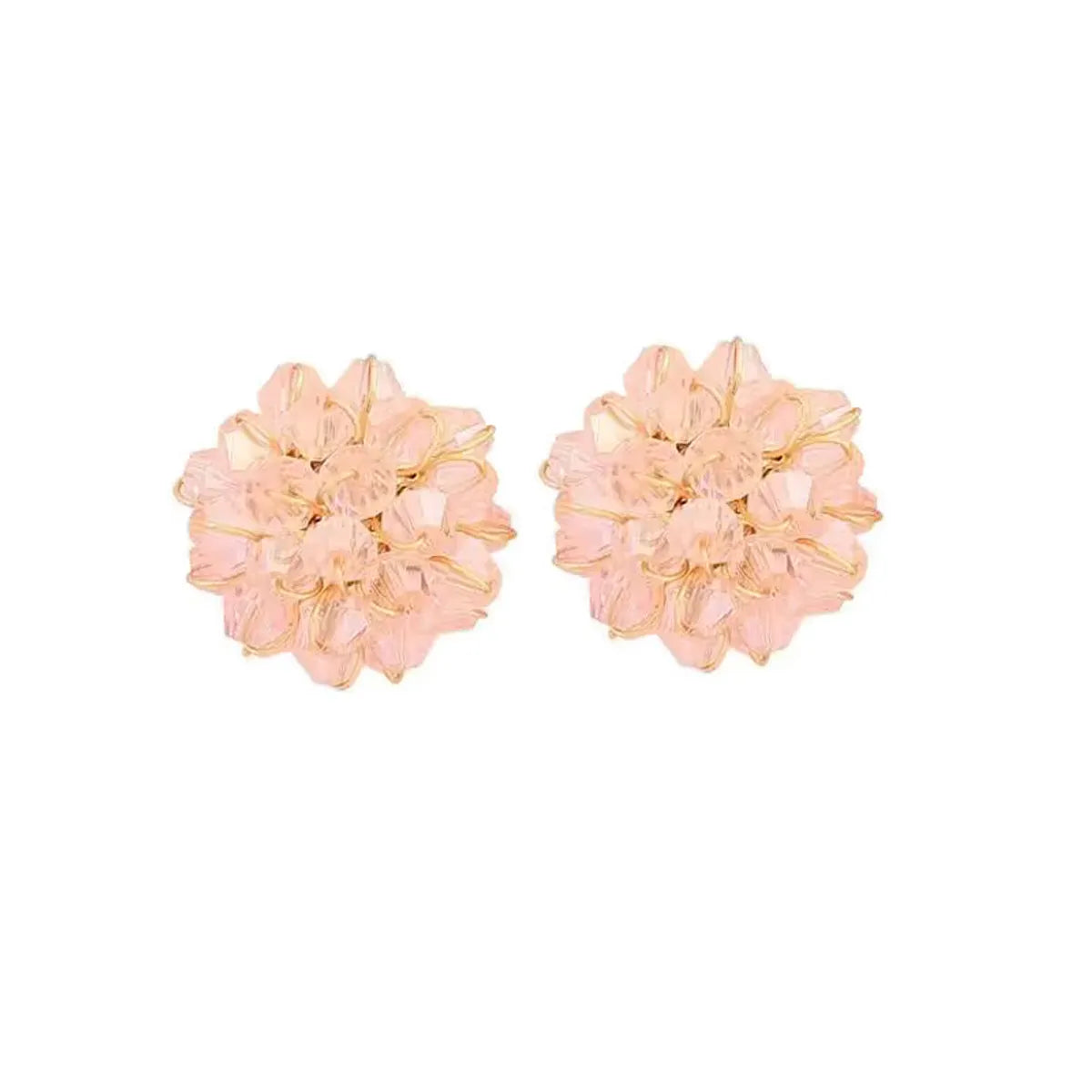 1 Pair Elegant Simple Style Flower Beaded Arylic Alloy Ear Studs