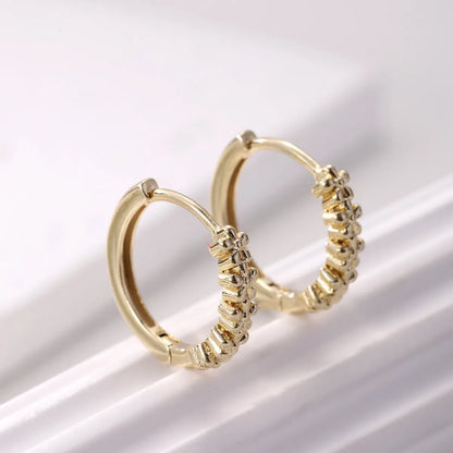 1 Pair Elegant Simple Style Flower Copper K Gold Plated White Gold Plated Hoop Earrings