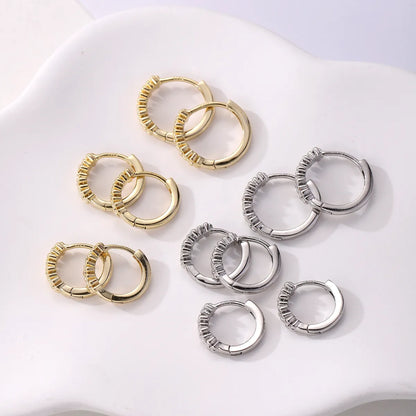 1 Pair Elegant Simple Style Flower Copper K Gold Plated White Gold Plated Hoop Earrings