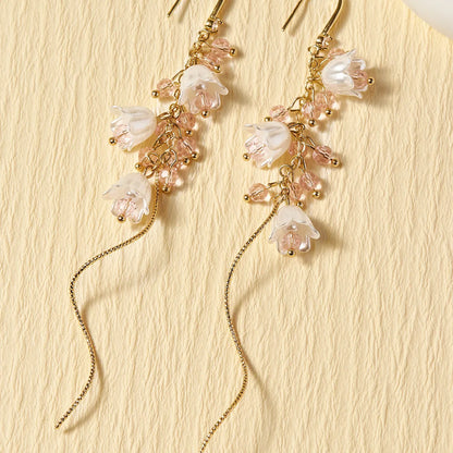 1 Pair Elegant Simple Style Flower Inlay Alloy Artificial Crystal Artificial Rhinestones Drop Earrings