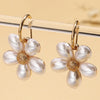 1 Pair Elegant Simple Style Flower Inlay Alloy Pearl Drop Earrings