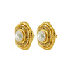 1 Pair Elegant Simple Style Flower Inlay Titanium Steel Artificial Pearls 18K Gold Plated Ear Studs