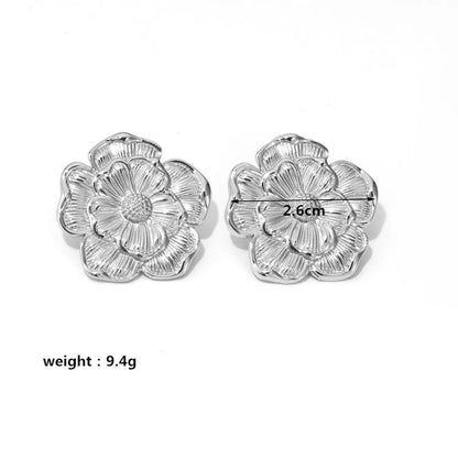 1 Pair Elegant Simple Style Flower Plating Stainless Steel Ear Studs