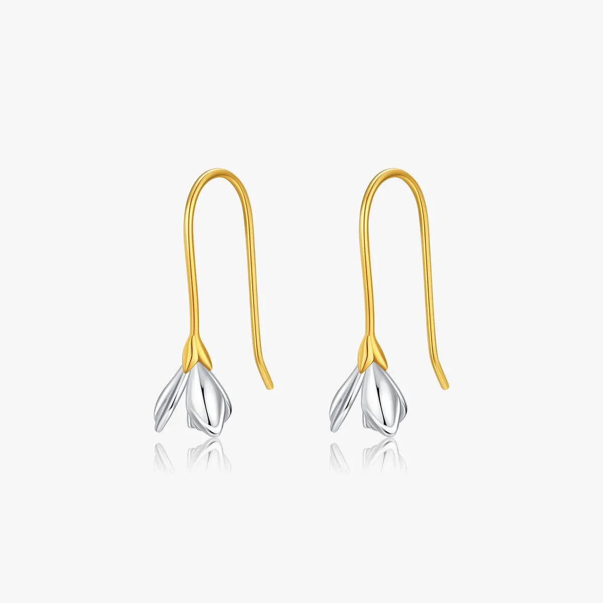 1 Pair Elegant Simple Style Flower Plating Sterling Silver 18k Gold Plated Silver Plated Drop Earrings