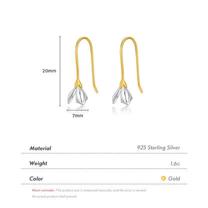 1 Pair Elegant Simple Style Flower Plating Sterling Silver 18k Gold Plated Silver Plated Drop Earrings