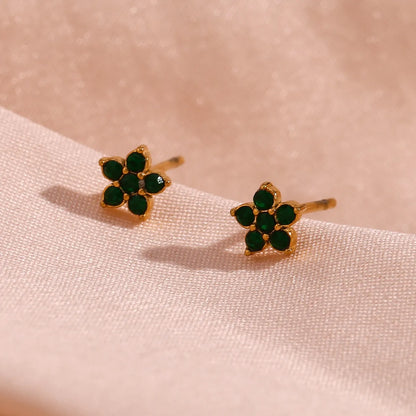 1 Pair Elegant Simple Style Flower Plating Inlay 304 Stainless Steel Rhinestones Pearl 18K Gold Plated Ear Studs