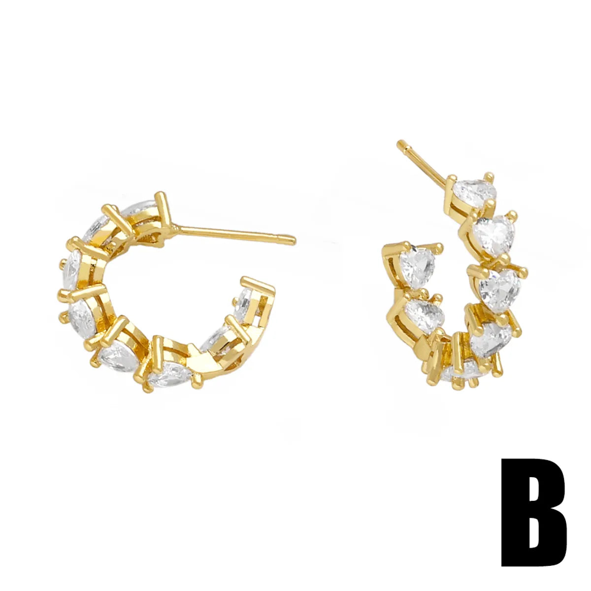 1 Pair Elegant Simple Style Geometric Copper Zircon 18K Gold Plated Ear Studs