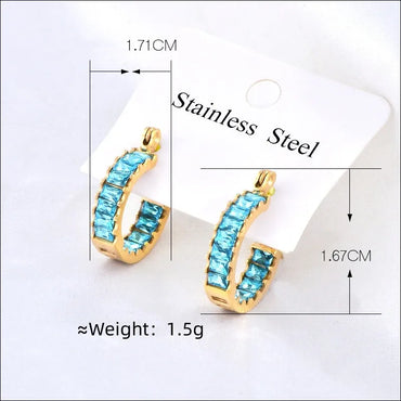 1 Pair Elegant Simple Style Geometric Inlay 304 Stainless Steel Rhinestones 18K Gold Plated Earrings