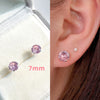 S925 Sterling Silver Needle Pink Diamond Stud Earrings Female Compact Mini 3a Grade Zircon Ear Bone Stud Sleeping No Need To Take Off Ear-Caring Earrings