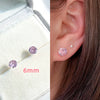 S925 Sterling Silver Needle Pink Diamond Stud Earrings Female Compact Mini 3a Grade Zircon Ear Bone Stud Sleeping No Need To Take Off Ear-Caring Earrings