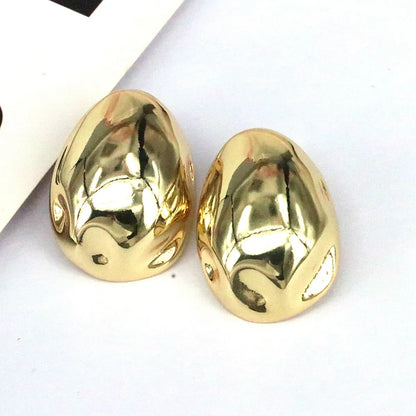 1 Pair Elegant Simple Style Geometric Oval Plating Copper 18k Gold Plated Ear Studs