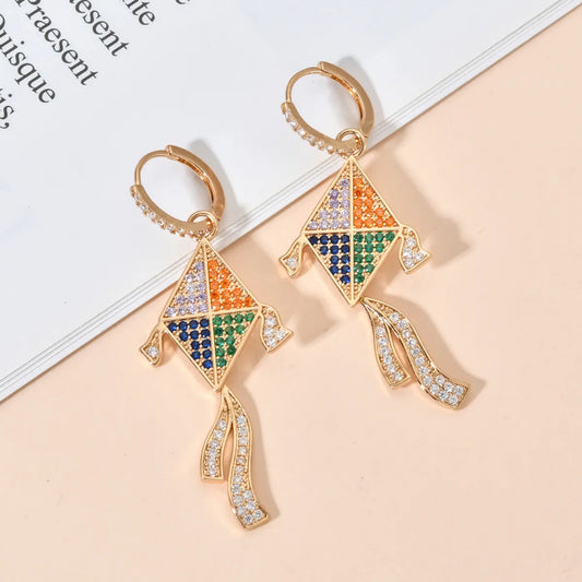 1 Pair Elegant Simple Style Geometric Plating Carving Copper Zircon 18K Gold Plated Drop Earrings