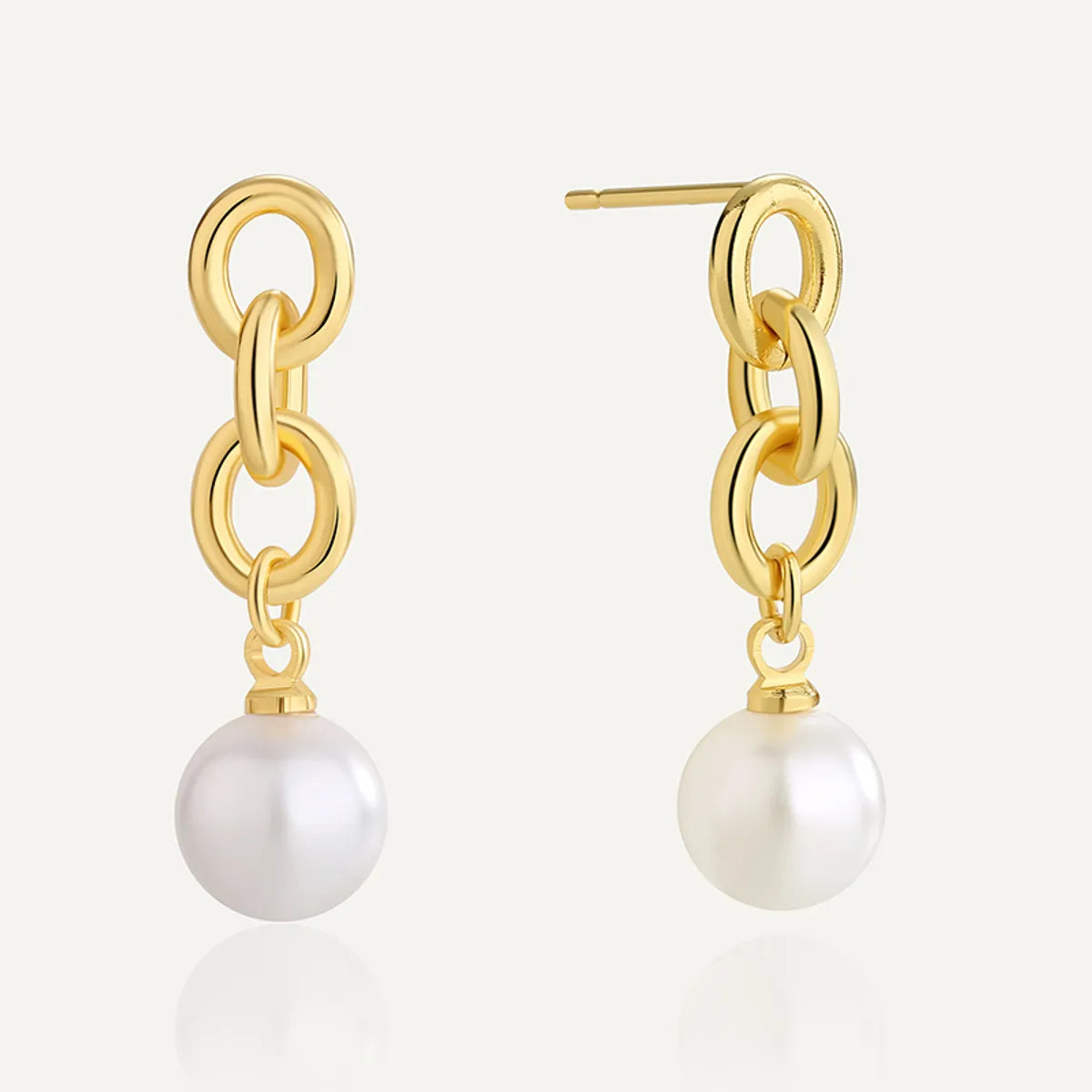 1 Pair Elegant Simple Style Geometric Plating Inlay Copper Artificial Pearls 18k Gold Plated Earrings