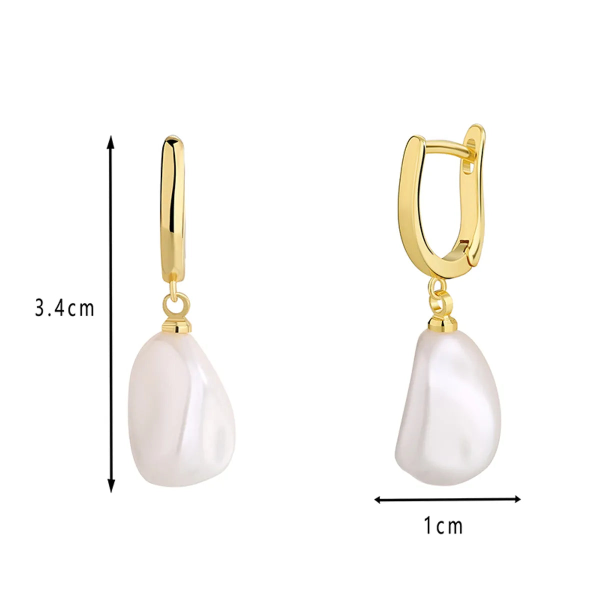 1 Pair Elegant Simple Style Geometric Plating Inlay Copper Artificial Pearls 18k Gold Plated Earrings