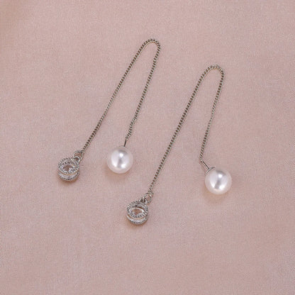 1 Pair Elegant Simple Style Geometric Plating Inlay Metal Artificial Pearls Rhinestones Ear Line