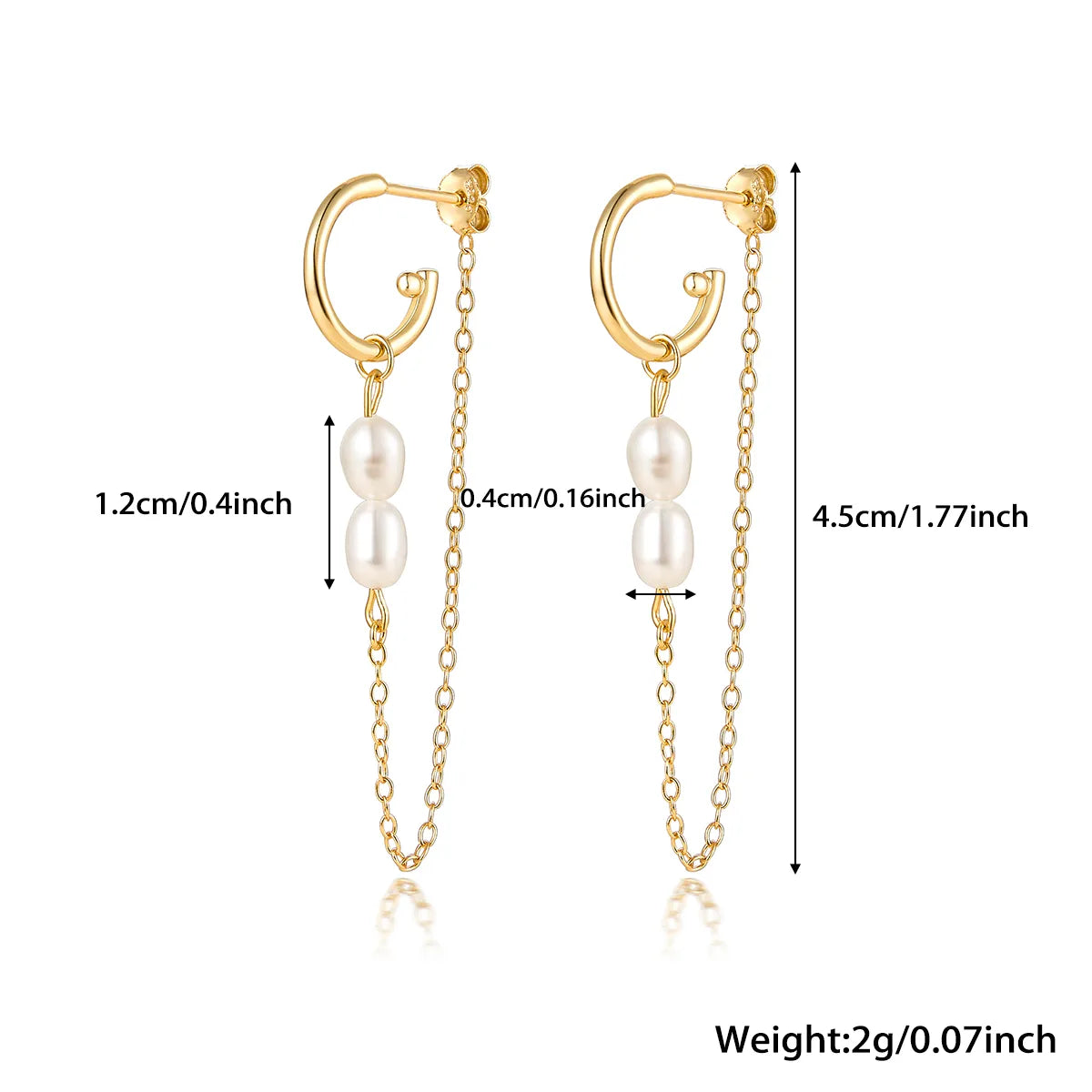 1 Pair Elegant Simple Style Geometric Plating Inlay Sterling Silver Pearl 18k Gold Plated White Gold Plated Drop Earrings