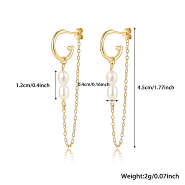 1 Pair Elegant Simple Style Geometric Plating Inlay Sterling Silver Pearl 18k Gold Plated White Gold Plated Drop Earrings