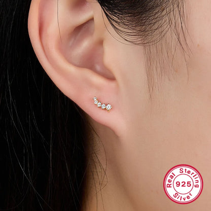 1 Pair Elegant Simple Style Geometric Plating Inlay Sterling Silver Zircon 18k Gold Plated Ear Studs