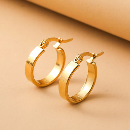 1 Pair Elegant Simple Style Geometric Plating Stainless Steel Earrings