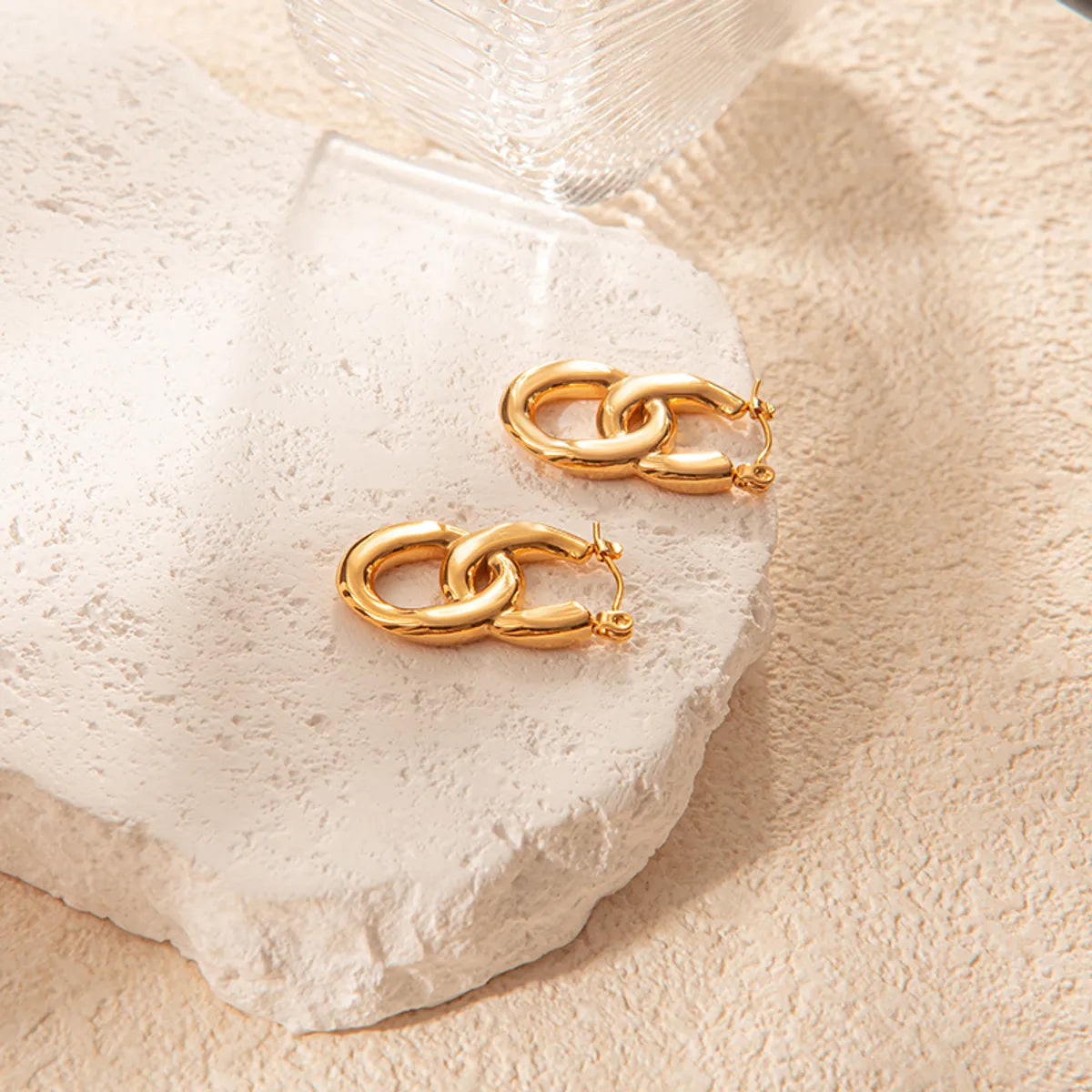 1 Pair Elegant Simple Style Geometric Plating Stainless Steel Gold Plated Earrings