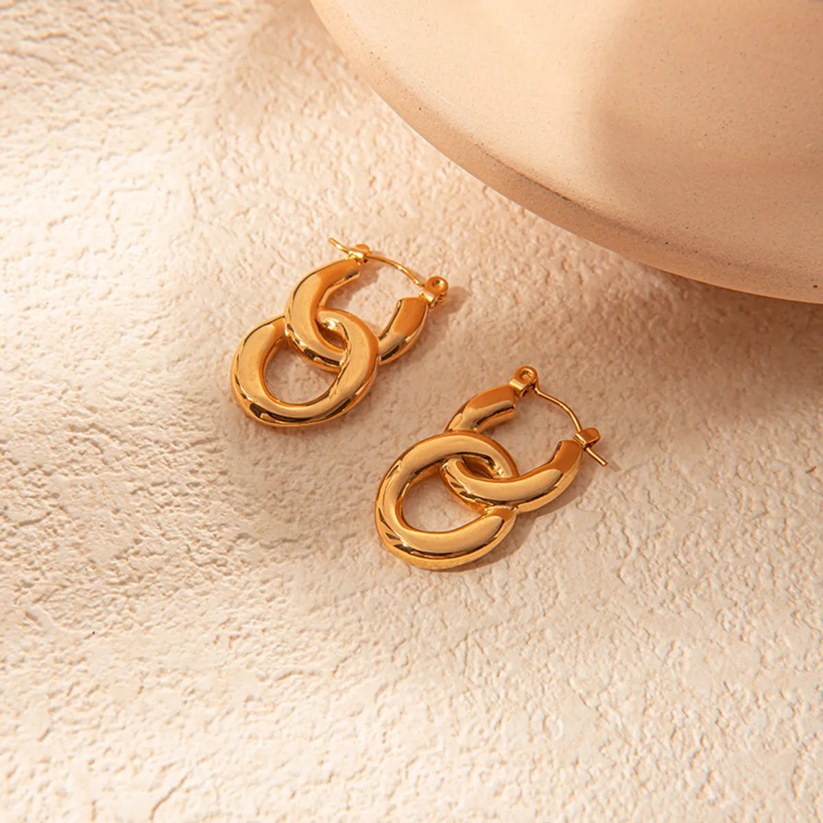 1 Pair Elegant Simple Style Geometric Plating Stainless Steel Gold Plated Earrings