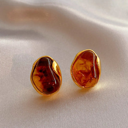 1 Pair Elegant Simple Style Geometric Plating Tiger Eye Drop Earrings Ear Studs