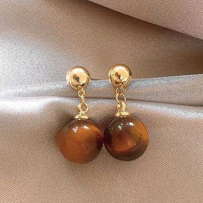 1 Pair Elegant Simple Style Geometric Plating Tiger Eye Drop Earrings Ear Studs