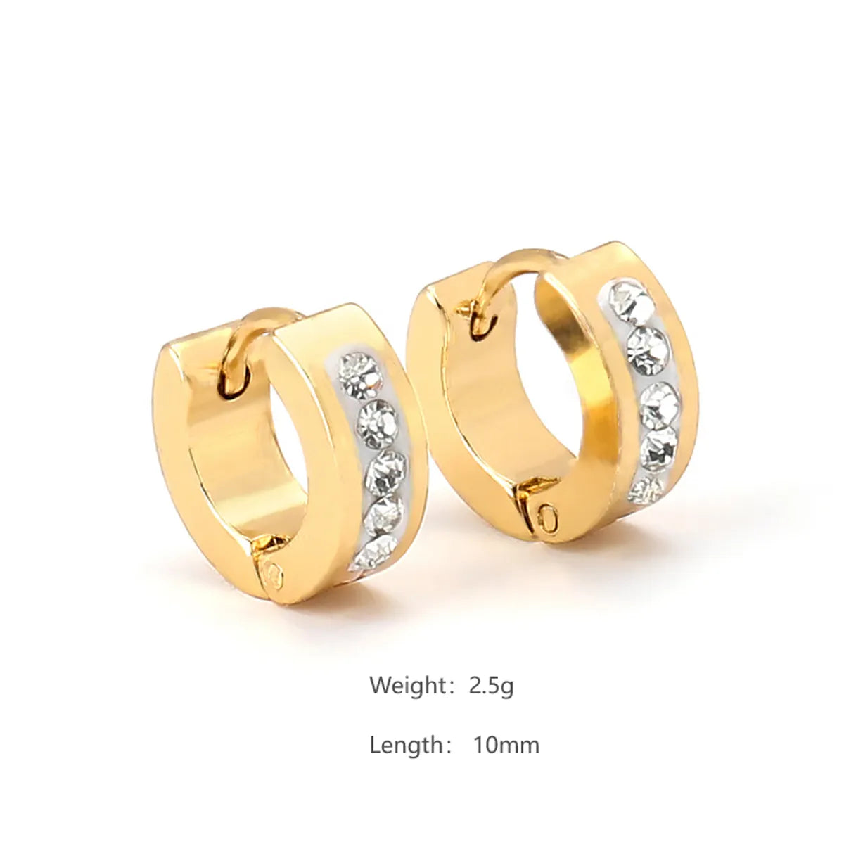 1 Pair Elegant Simple Style Geometric Stainless Steel Zircon 18K Gold Plated Huggie Earrings