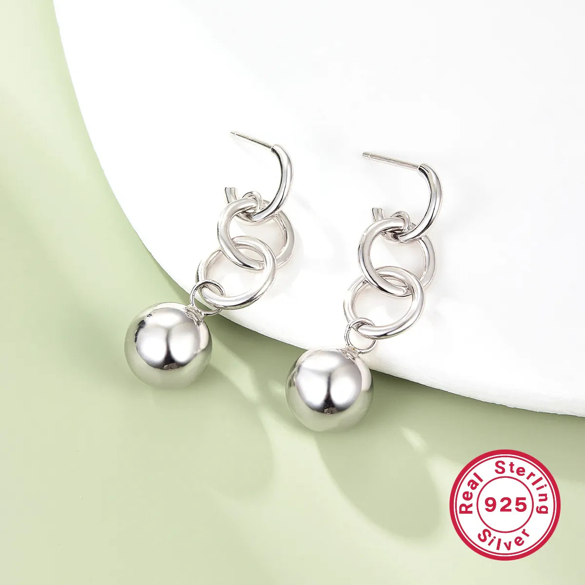 1 Pair Elegant Simple Style Geometric Sterling Silver White Gold Plated Drop Earrings