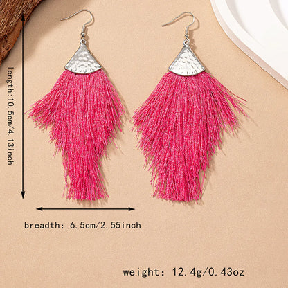 1 Pair Elegant Simple Style Geometric Tassel Plating Alloy Silver Plated Drop Earrings