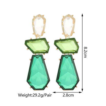 1 Pair Elegant Simple Style Geometric Water Droplets Inlay Alloy Resin Drop Earrings