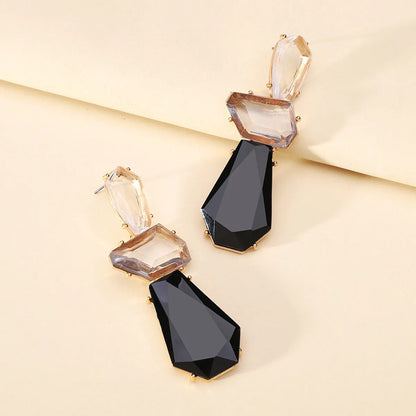 1 Pair Elegant Simple Style Geometric Water Droplets Inlay Alloy Resin Drop Earrings